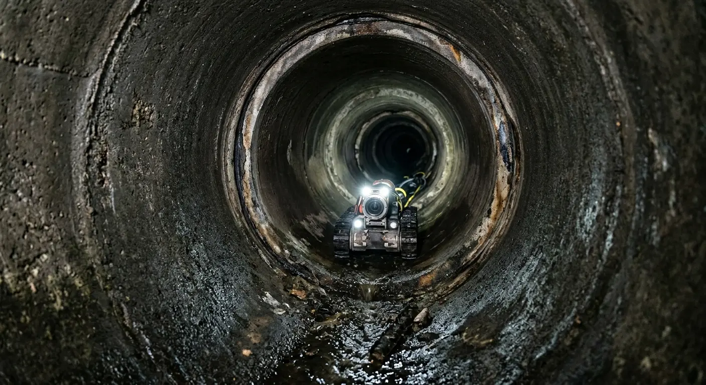 Robotic sewer camera inspecting pipe interior for Sewer Line Cleaning in West Carrollton